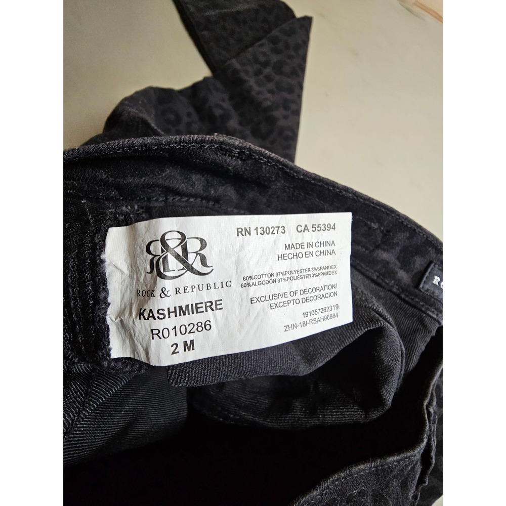 Rock & Republic Kashmiere Leopard Print Skinny‎ Jeans Grey Black Size 2M R010286 - Picture 13 of 14